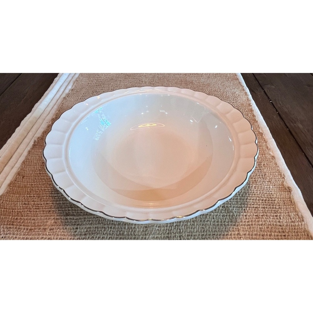 Salem Swirl White Platinum Tiara Serving Bowl Scalloped Edge Vintage -9.5"
